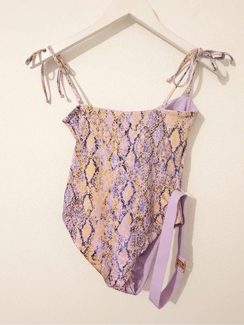 L Space Lockhart Belted One-Piece Swimsuit Purple Snake Size Small S